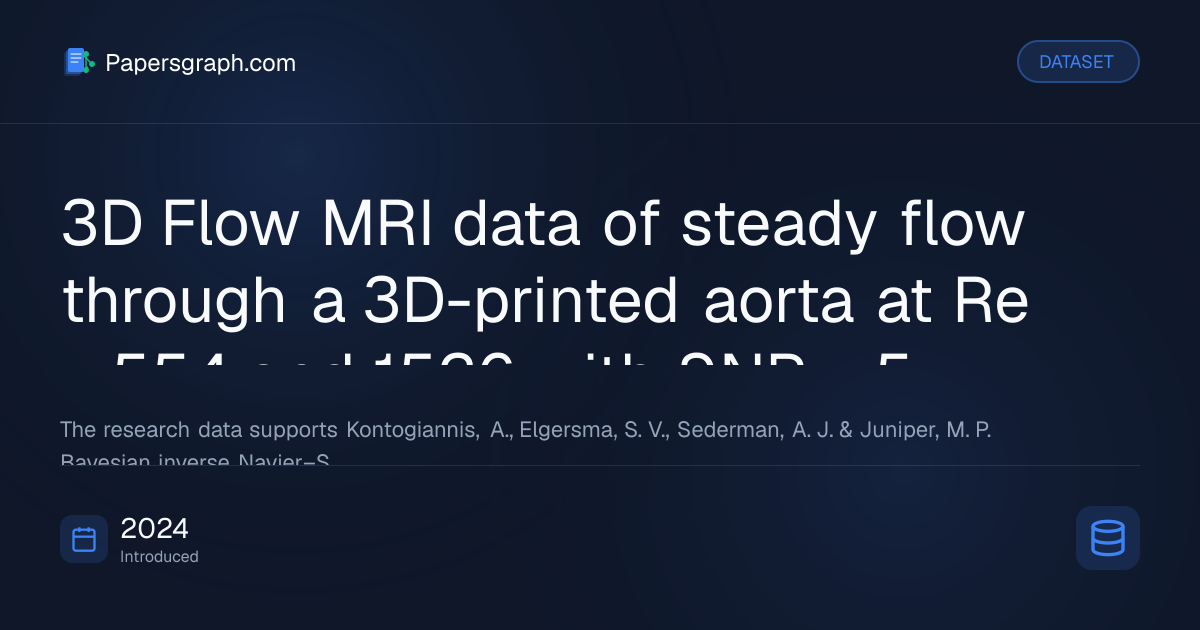 3D Flow MRI data of steady flow throu… Dataset - Papersgraph