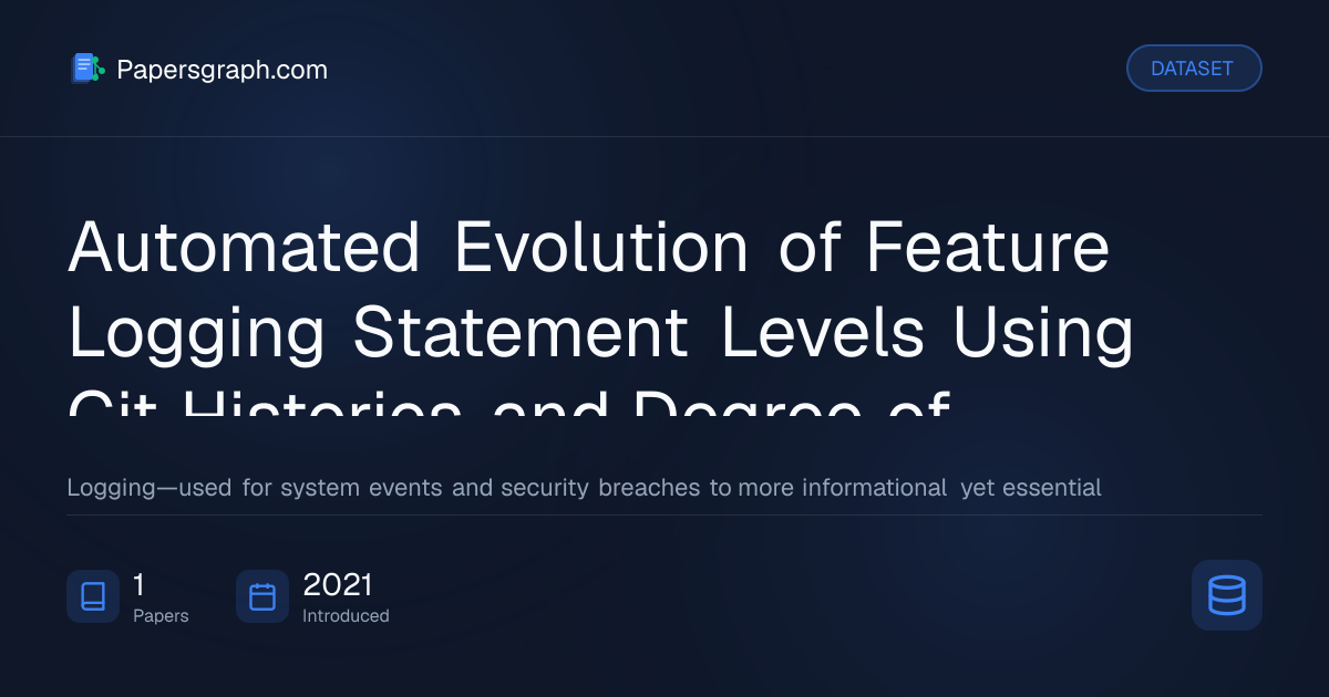 Automated Evolution of Feature Loggin… Dataset - Papersgraph