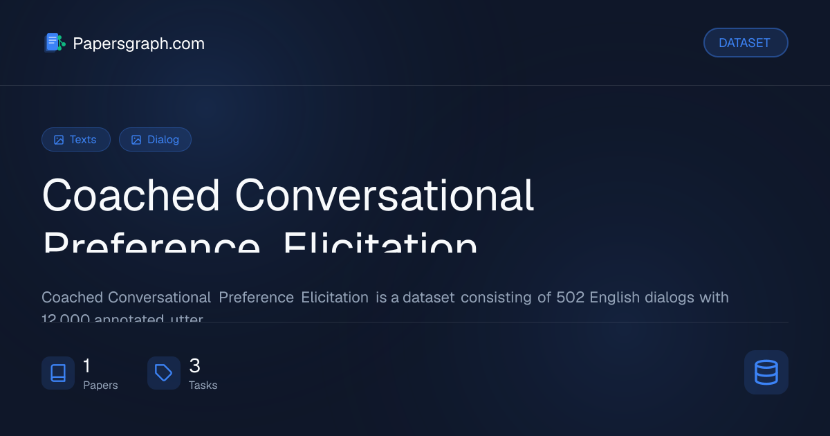 Coached Conversational Preference Eli… Dataset - Papersgraph