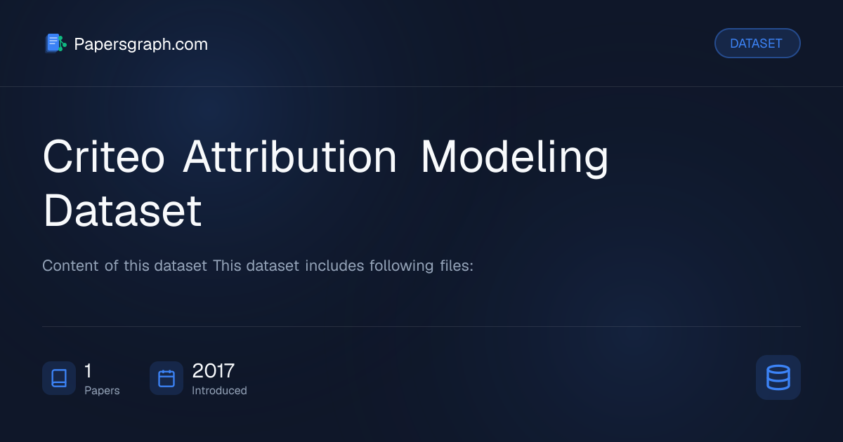 Criteo Attribution Modeling Dataset Dataset - Papersgraph