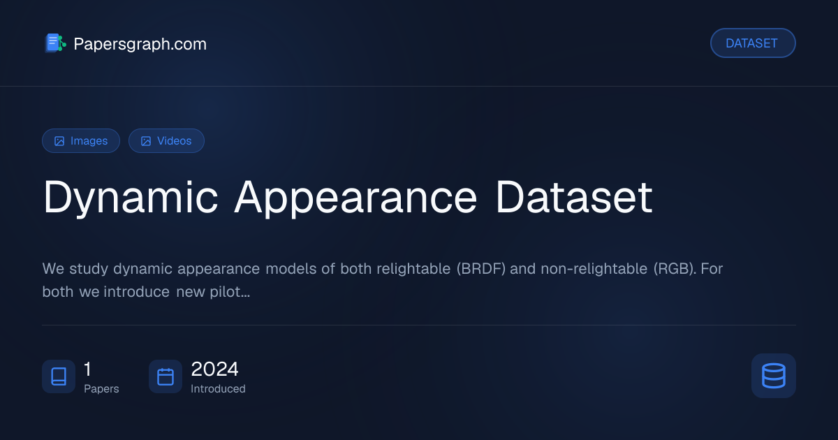 Dynamic Appearance Dataset Dataset - Papersgraph