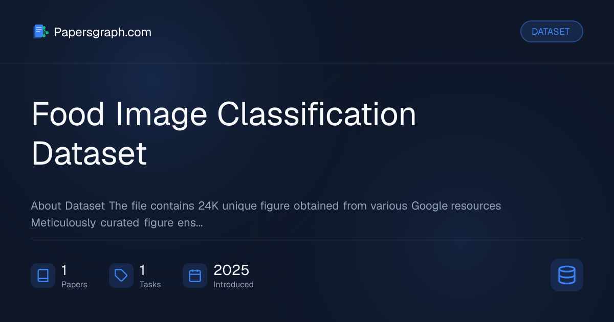 Food Image Classification Dataset Dataset - Papersgraph