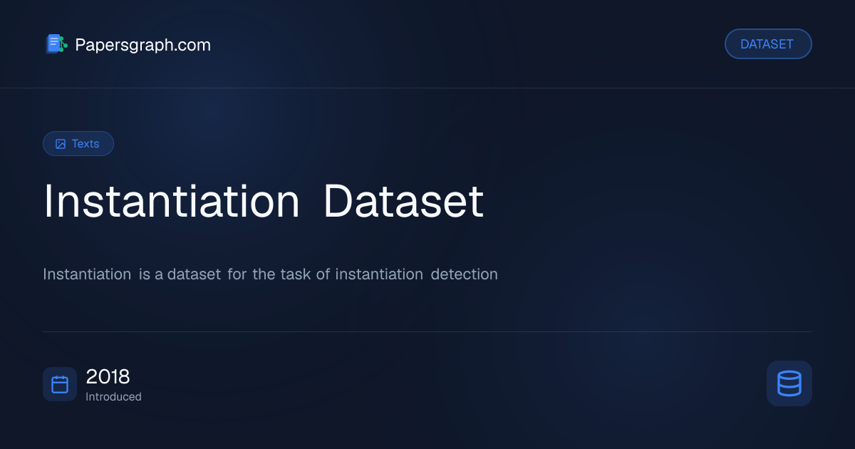 Instantiation Dataset Dataset - Papersgraph