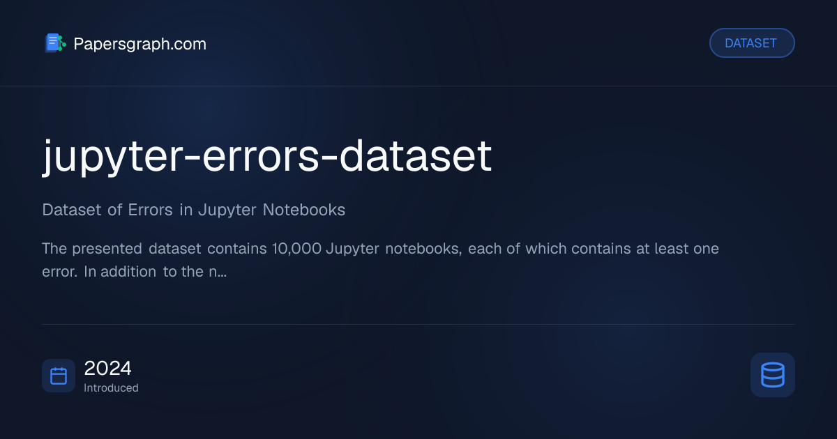 jupyter-errors-dataset Dataset - Papersgraph