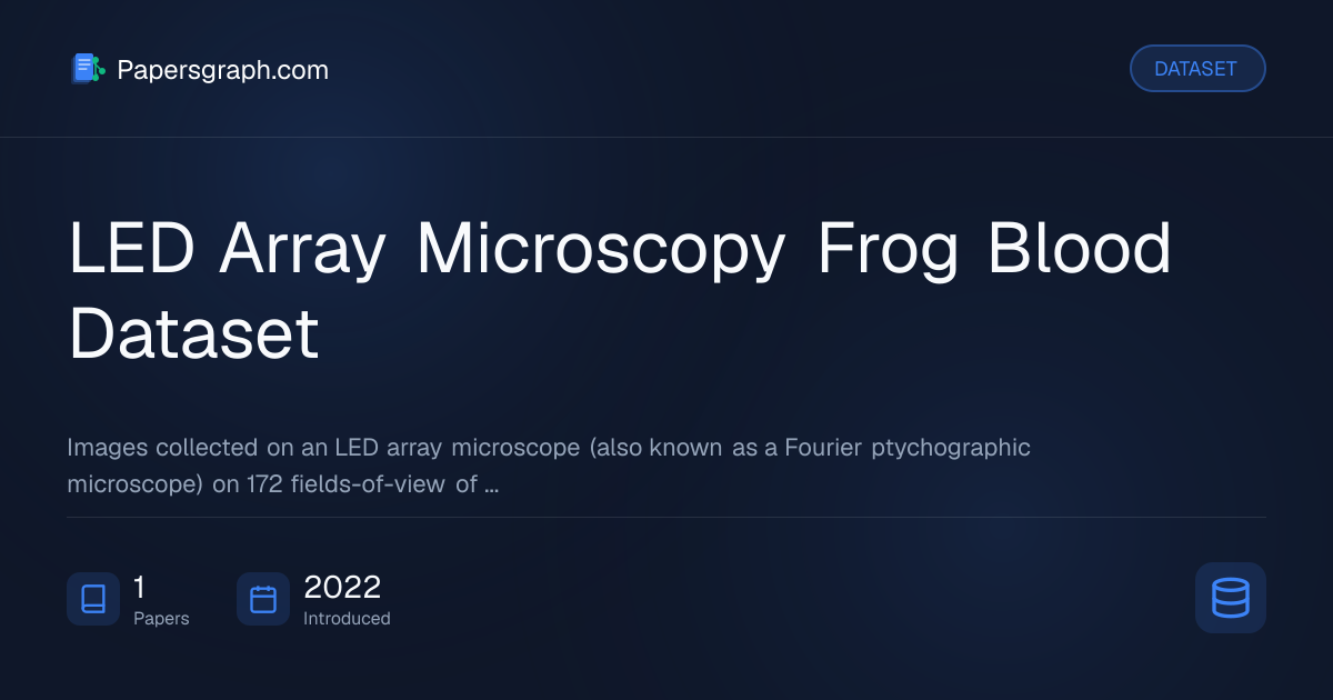 LED Array Microscopy Frog Blood Datas… Dataset - Papersgraph