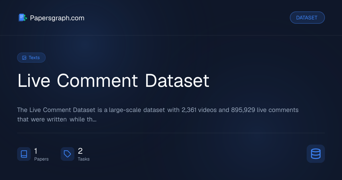 Live Comment Dataset Dataset - Papersgraph