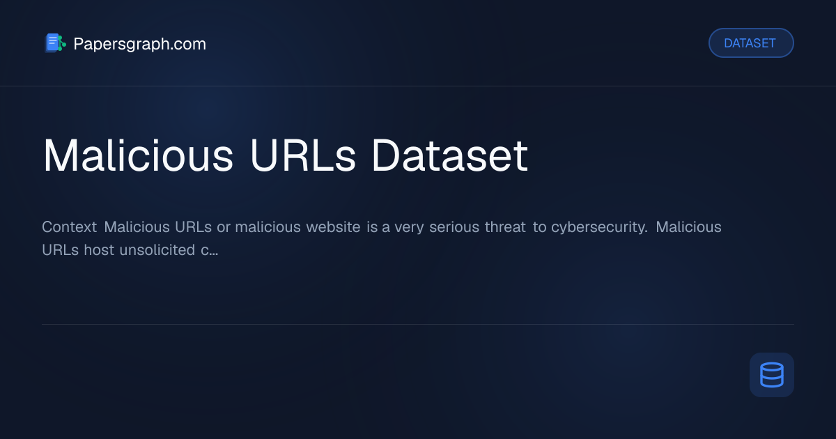 Malicious URLs Dataset Dataset - Papersgraph