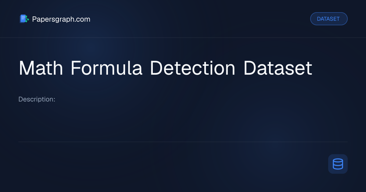 Math Formula Detection Dataset Dataset - Papersgraph