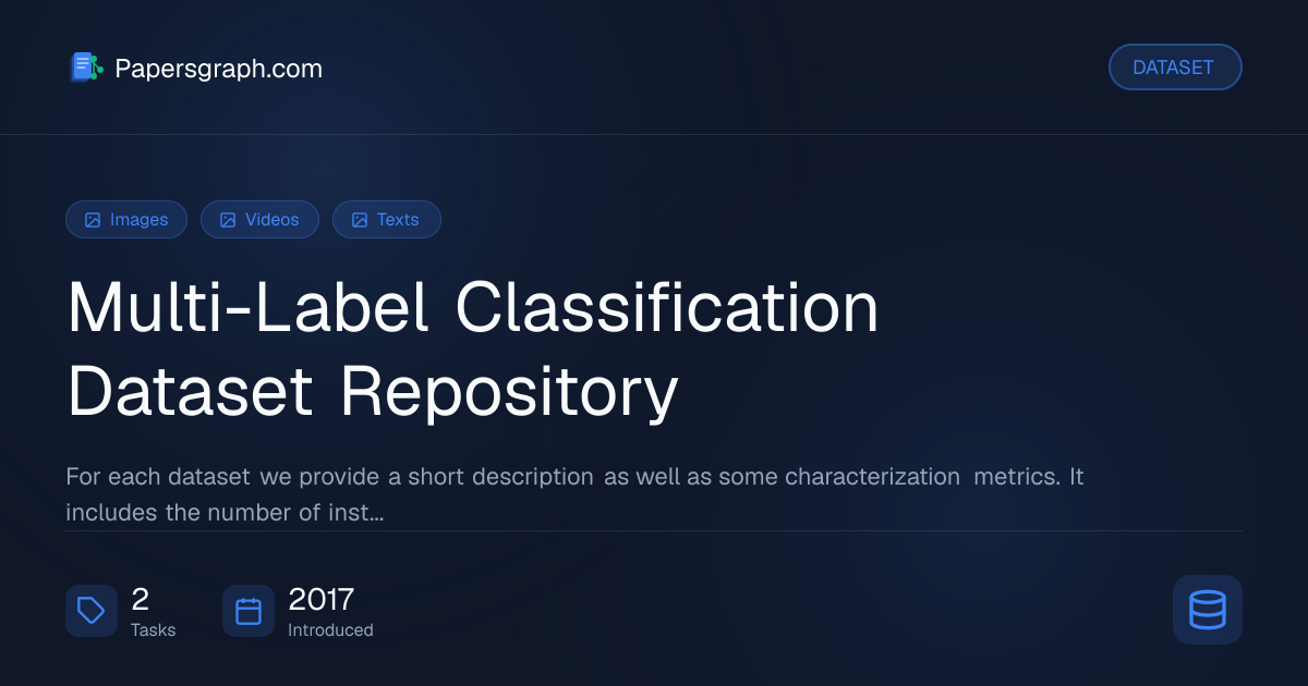 Multi-Label Classification Dataset Re… Dataset - Papersgraph