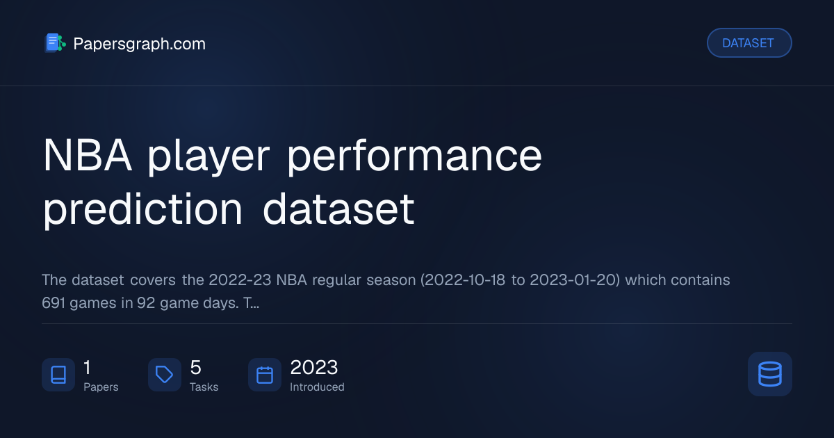 NBA player performance prediction dat… Dataset - Papersgraph