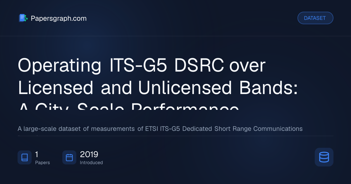 Operating ITS-G5 DSRC over Licensed a… Dataset - Papersgraph