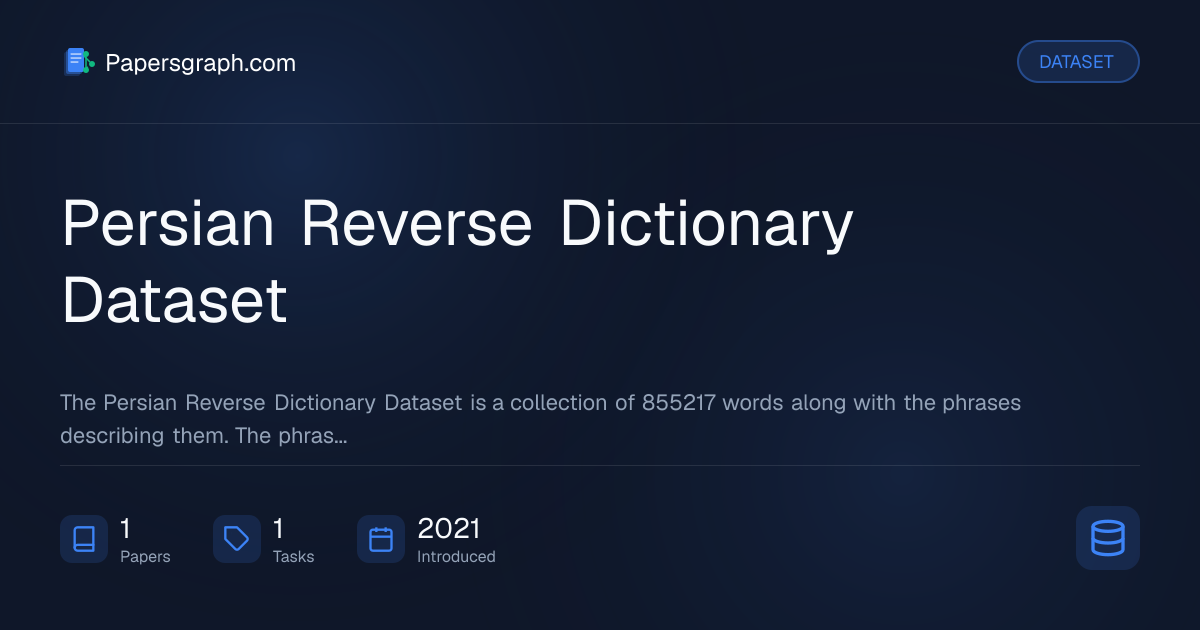 Persian Reverse Dictionary Dataset Dataset - Papersgraph