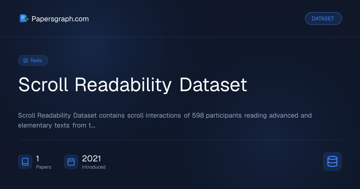 Scroll Readability Dataset Dataset - Papersgraph