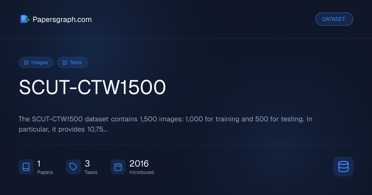 SCUT-CTW1500 Dataset - Papersgraph