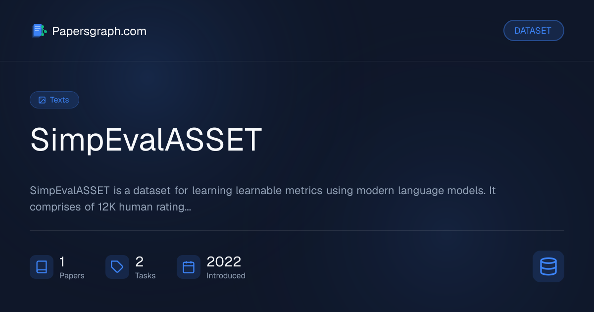 SimpEvalASSET Dataset - Papersgraph