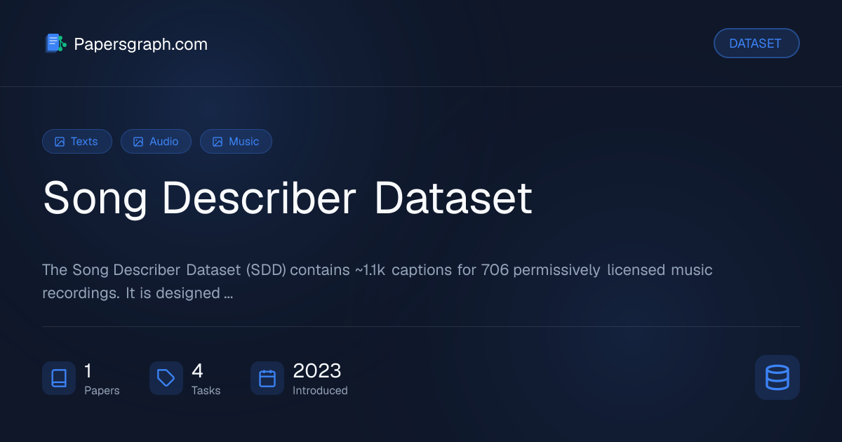 Song Describer Dataset Dataset - Papersgraph
