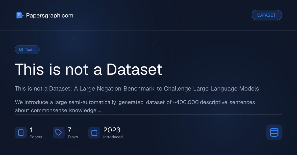 This is not a Dataset Dataset - Papersgraph