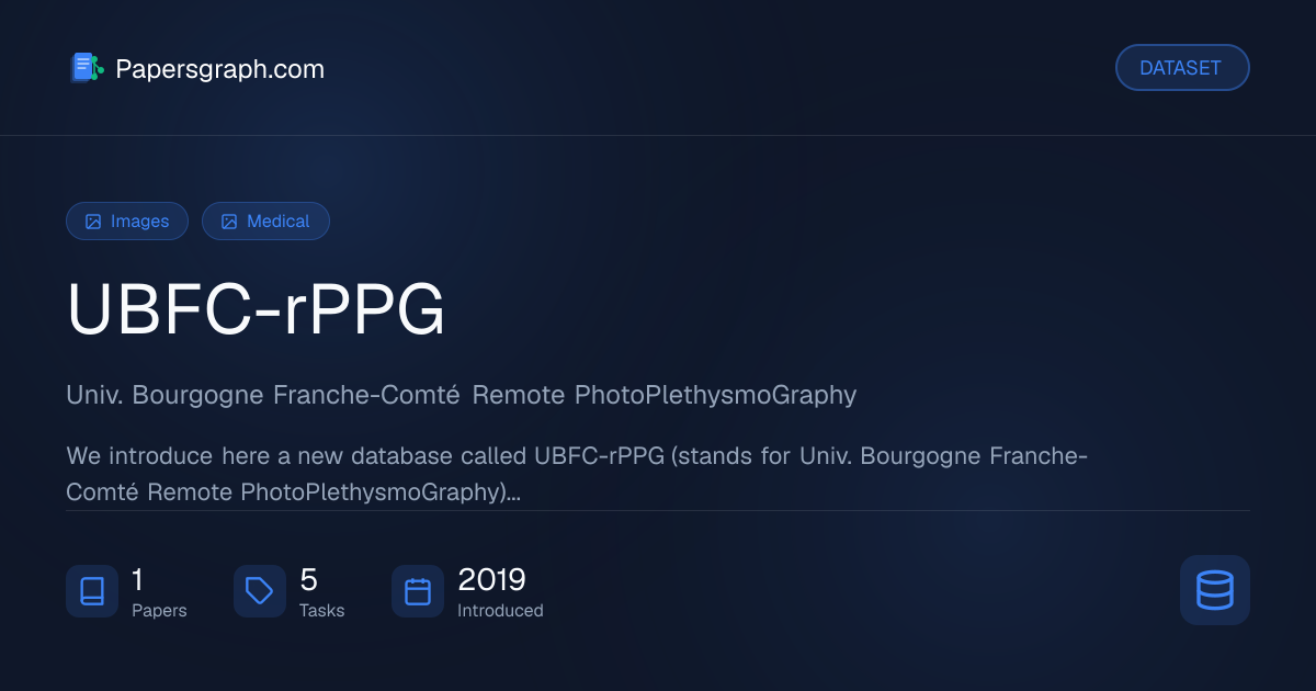 UBFC-rPPG Dataset - Papersgraph