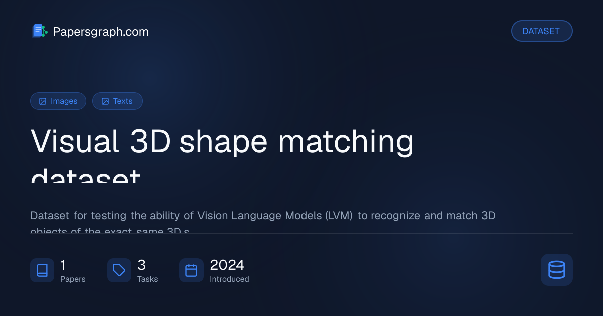 Visual 3D shape matching dataset Dataset - Papersgraph