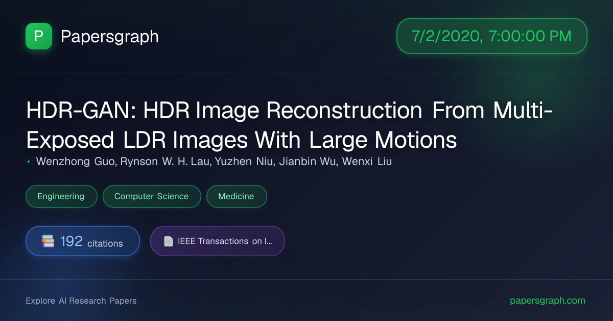 HDR-GAN: HDR Im… (2020-07-03T00:00:00.000000Z) - Papersgraph
