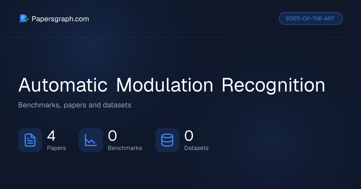 Automatic Modulation Recognition | State-of-the-Art