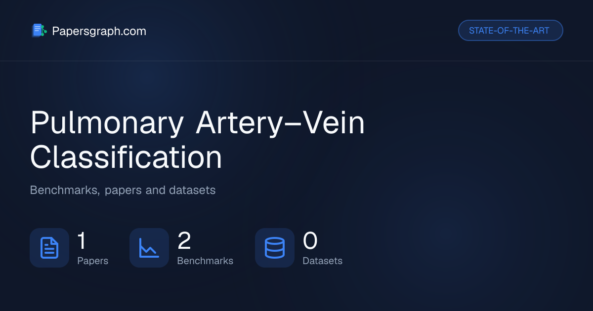 Pulmonary Artery–Vein Classification | State-of-the-Art
